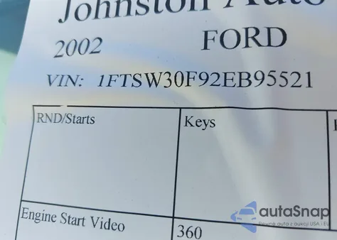 2002 Ford F-350 из США, поврежденный, VIN 1FTSW30F92EB95521